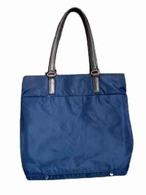 Lo & Sons Nylon Laptop Bag with Brown Handles - Navy